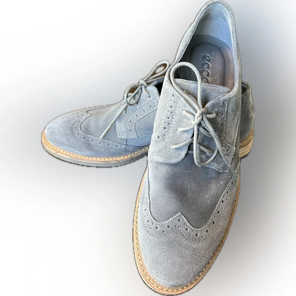 Ecco Women's Gray Suede Oxford Shoes